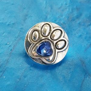 Blue paw print snap for snap jewelry
